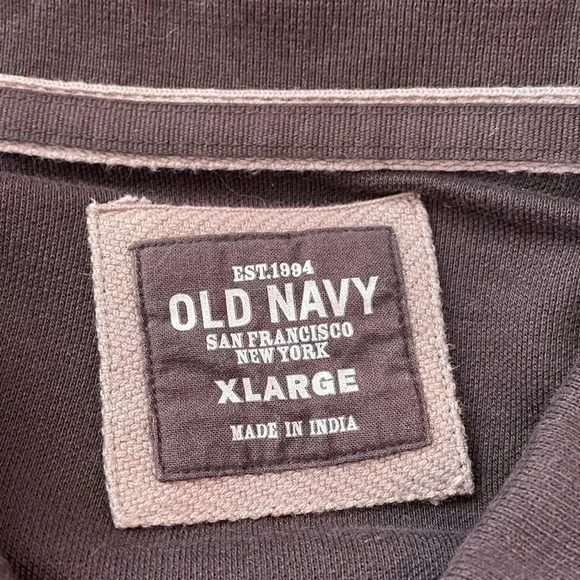 Old Navy Polo Shirt Mens Size XL Argyle Diamond Brown Beige White Y2K - Picture 4 of 10
